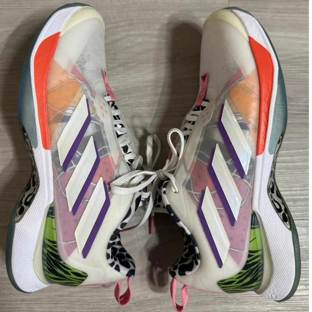 Adidas Womens Avacourt Tennis Pickleball Shoes White Leopard Womens 7.5